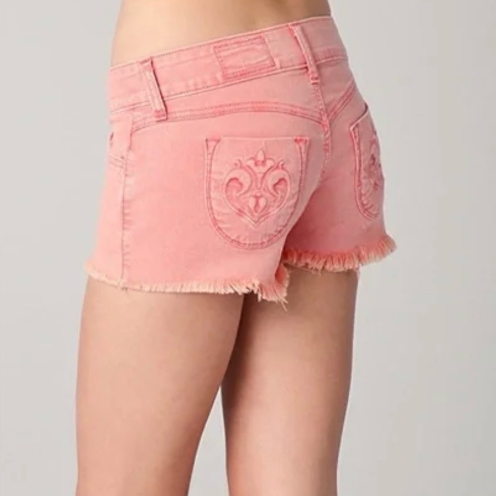 Siwy Camilla Cutoff Denim Shorts | Acid Wash Coral Pink | Size 28